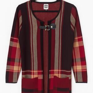 Anne Klein Plaid Knit Cardigan – Size Medium